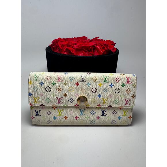 Louis Vuitton Sarah White Multicolor Wallet- FAIR condition - Picture 1 of 16